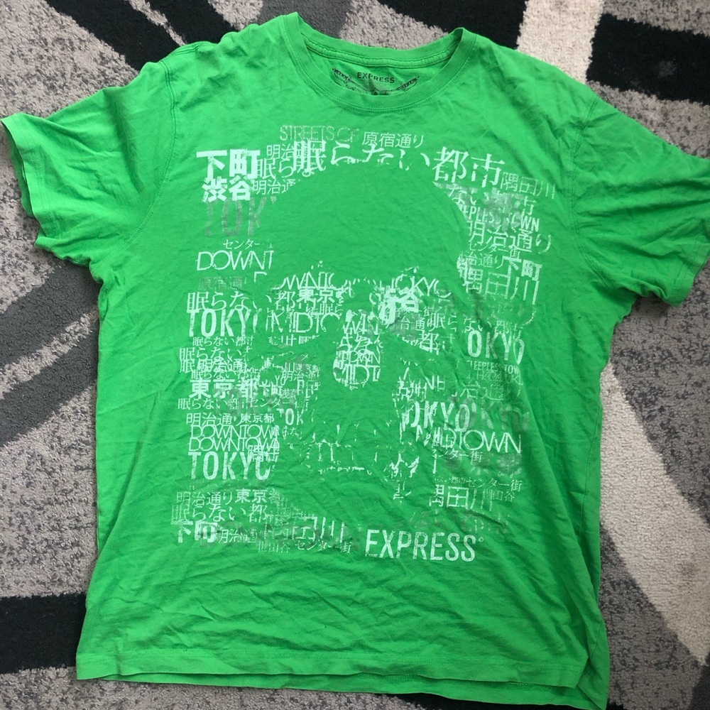 Express Men’s Bright Green Graphic Skull Tee